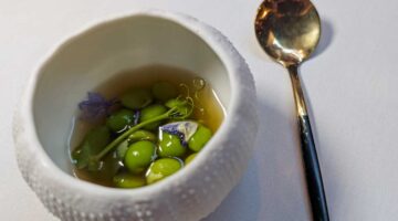 Peas in Dashi at Pied a Terre London